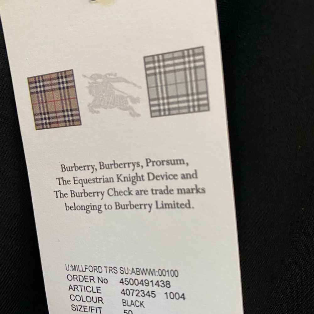 NWT! Mens Burberry Lightweight Wool Dress Pants, Basic Black. Size 33 - 34”waist - Picture 15 of 15